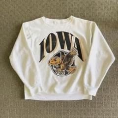 70s 80s スウェット IOWA 白 黒 フェード 配色◎ イーグル