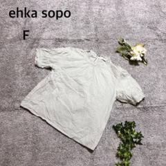 エヘカソポ　クルーネックブラウス　半袖　フリルスリーブ　インド製　格子チェック柄