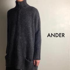 ANDREA ハーフジップ プルオーバー ニット グレー #CC325