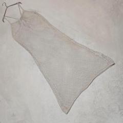 美品★coen キャミワンピース メッシュニット インナー ロング丈 白 F
