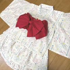 セパレート浴衣　花火柄　白