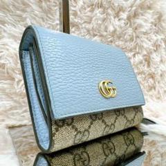 グッチ プチマーモント ggスプリーム バイカラー 二つ折り財布