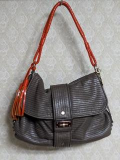 LANVIN PARIS リブ加工ブラウンショルダーバッグ