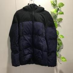 【ジーユー】 カラーブロック ヒートパデッド ブルゾン 黒×紺 Lサイズ