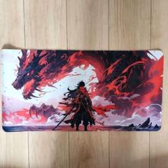 ドラゴン&剣士デザイン ゲーミングマウスパッド 【縦30㎝×横60㎝】