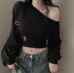 韓国　ワンショルダー トップス ワンホン SHEIN