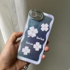 桜デザイン iPhone16Eケース ビーズストラップ付き