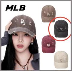 【日本未発売】MLB カリナ着用 ダメージキャップ ブラウン 日本未発売】MLB カリナ着用 ダメージキャップ ブラウン aespa