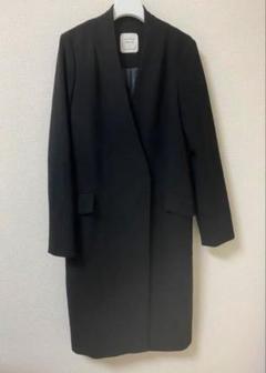 イエナ／1回のみ着用❤️フォーマルにも！ノーカラーVネックウールコート ブラック セール】Vネックノーカラーコート◇（ノーカラーコート）｜SLOBE
