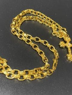 クロスネックレス　22kコーティング　925刻印　ゴールド　 ペーパーチェーン クロスネックレス 22k 925刻印 ゴールド ペーパーチェーン A級