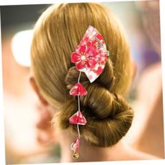 ヘアクリップ ヘアピン バレッタ フラワー 和装 花柄 レッド 着物 着付け