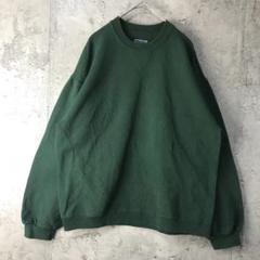 Y1425古着　トレーナー　スウェット　緑　無地　90s Y2K