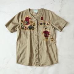 c クエーカーファクトリー シャツ 刺繍 ビジュー カントリー エンジェル 緑