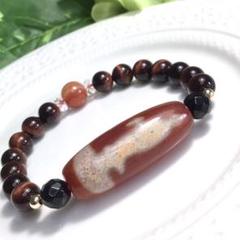 観音赤天珠とレッドタイガーアイのブレスレット❣️❣️
