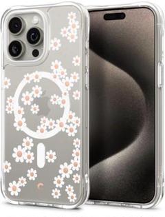 iPhone 15 Pro Max 用 ケース MagSafe対応 クリア 花