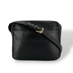 オールド　ロエベ　横型　ショルダーバッグ　アナグラム　カメラバッグ　黒　レザー
