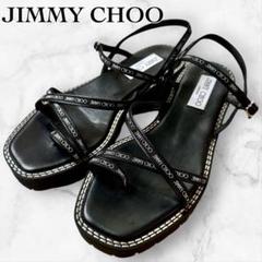 【極美品✨】JIMMY CHOO  サンダル ウェッジソール エナメル 黒 35 美品 JIMMY CHOO ジミーチュウ ブラック エナメル ウェッジソール