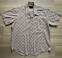 【希少】70s Van Cort 半袖シャツ 円形模様 古着 アメカジ