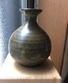 陶器製一輪挿し ダークグリーンとブラウン