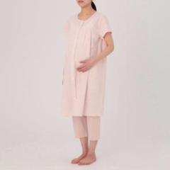 無印良品　サッカー織　マタニティパジャマ　ピンクチェック　M〜L 無印良品 サッカー織 マタニティパジャマ ピンクチェック M〜L