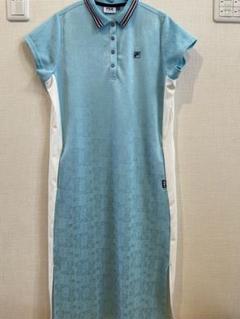 【美品】FILA GOLF水色 ポロシャツスタイル ロングワンピース　Mサイズ