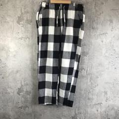 A4417古着　パジャマ　パンツ　チェック　黒　白　90s Y2K
