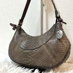【未使用級✨JRA認定/ハーフムーン】リアルパイソン　アクセサリーポーチ　グレー