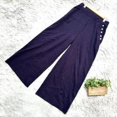 良品❗️【anywise】パールボタン付きガウチョパンツ(M)紫色