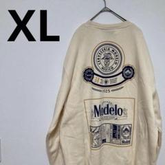 【XL】Modelo ロゴ スウェット 裏起毛 ベージュ ビールのサムネイル