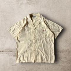 vintage希少FILA製コットン開襟シャツ半袖オープンカラー刺繍ロゴ