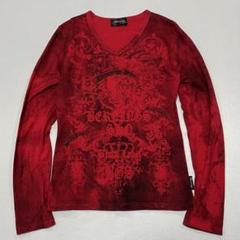 円高還元 y2k 00s スカル ロック お兄系 平成 ロンT 退廃 百合紋章 刺繍 トップス
