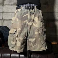 VINTAGE 迷彩　カモフラージュ　ハーフパンツ　カーゴパンツ　バギー　ワイド