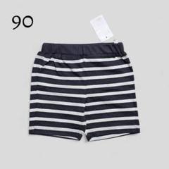 90 新品 タグ付き ダークグレー ボーダー 半ズボン ショートパンツ