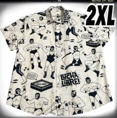 (495)2XLメンズアロハ LUCHA LIBRE 覆面 レスラーゆったり