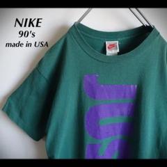NIKE 90s 希少銀タグ 両面デカロゴ Tシャツ 人気カラー グリーン 緑