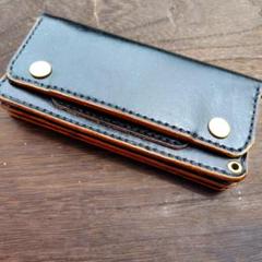 トラッカーウォレット 手染め 黒×豹柄 bead-ya_truckers-bt-type2-black