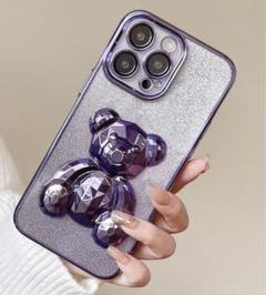 ★iPhone11★ iPhoneケース パープル 熊 韓国 大人気 送料無料