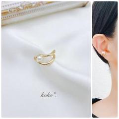 no.79 NEW♡ゴールド ラインとパールのロング イヤーカフ 片耳用 お１つ
