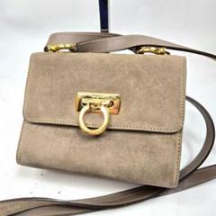 極美品 Ferragamo ショルダーバッグ スエード ガンチーニ
