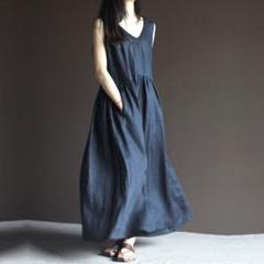 【新品】ブイネック　ロングワンピース　オルチャン L
