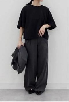 UNIQLO コットンオーバーサイズクロップドT L ブラック