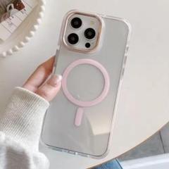 iPhone15ケース　MagSafe　ピンク　クリアケース　シンプル