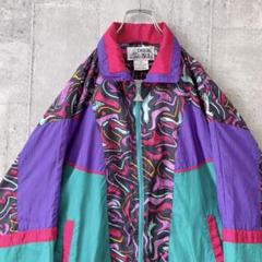 90's オールド 総柄 パターン切替 ナイロンジャケット M