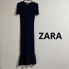 新品に近い ZARA 半袖ロングワンピース S 裾アシメデザイン