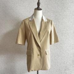 INED CLARO/ベージュ 薄手テーラードジャケット ショートスリーブ F