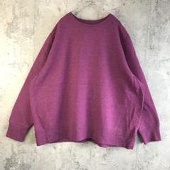 Y3219古着　トレーナー　スウェット　紫　無地　90s Y2K
