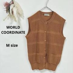 WORLD COORDINATE ニット ベスト　ブラウン　M ボーダー