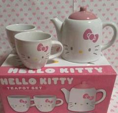 キティ フェイス柄 ティーポット セット ピンク 陶器製 新品未使用 激レア♪