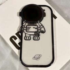﻿iPhone13ケース クリアTPUケース　黒　宇宙飛行士 アイフォンケース