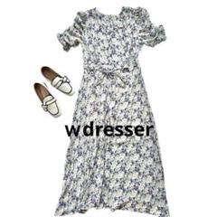 【ｗdresser】FREE フラワープリント フリル袖 ロングワンピース